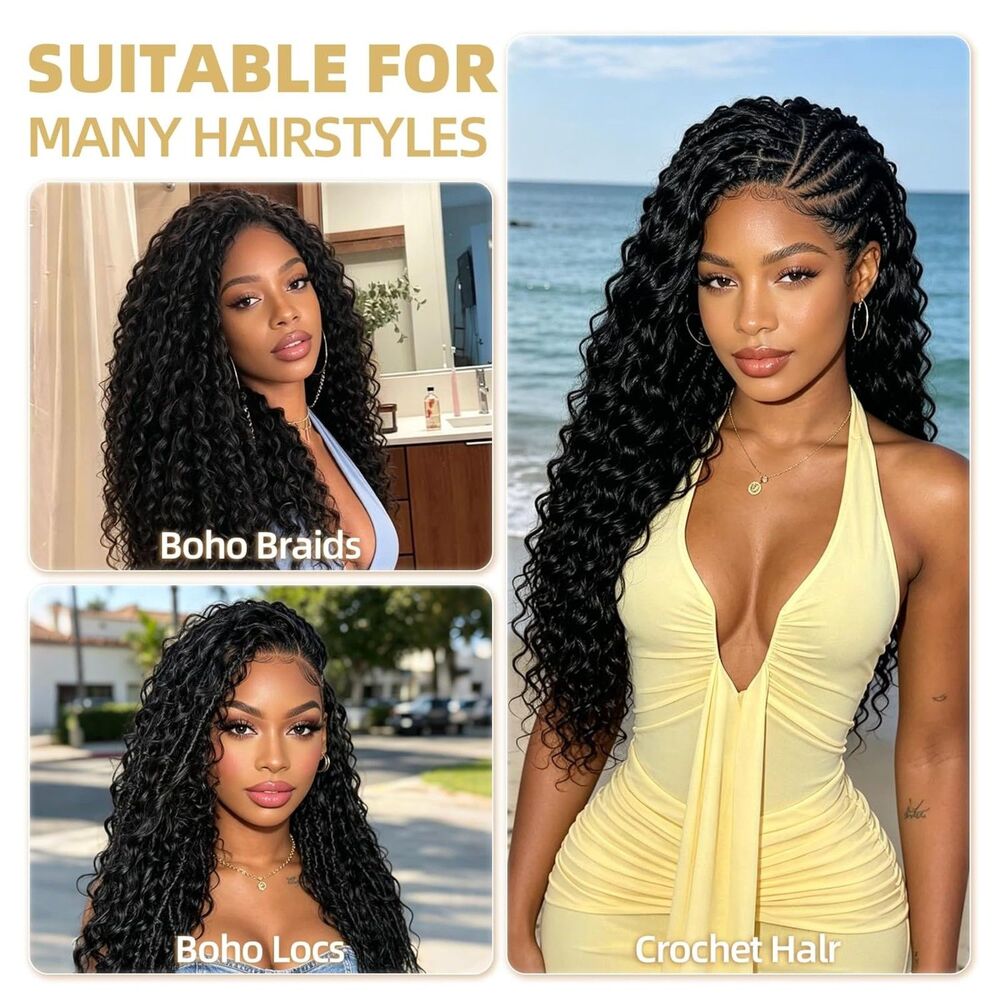 New 14" Deep Wave Crochet Human Hair 60g 50 Strands Miracle Knots Natural Black - Picture 13 of 13